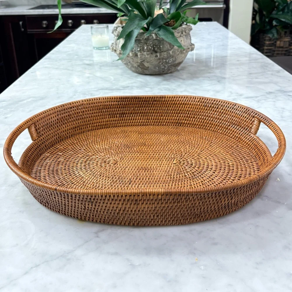 Willams Sonoma Hapao Oval Tray in Tea Stain  18 x 14 NWT